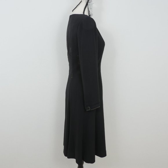 J' story Black Tan Stitching Detail Size 8 Dress - Picture 8 of 11